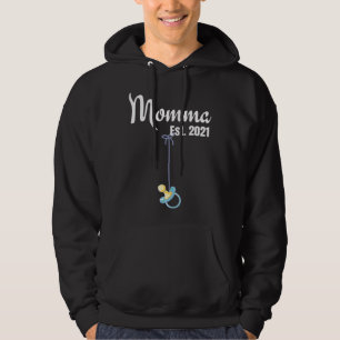 Cute New Momma Pregnancy announcement Mom Boy Moth Hoodie
