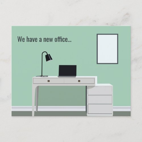 Cute New Office Desk Small Business Address Change Postcard