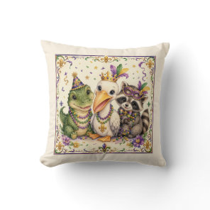 Cute New Orleans Baby Animals Throw Pillow
