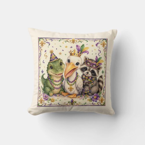 Cute New Orleans Baby Animals Throw Pillow
