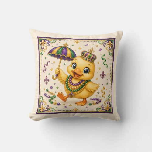 Cute New Orleans Duckling Throw Pillow