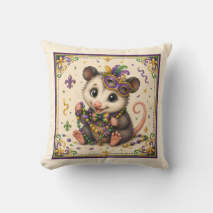 Cute New Orleans Opossum Throw Pillow
