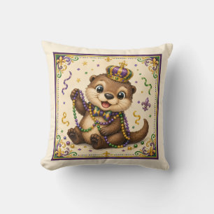 Cute New Orleans Otter Throw Pillow