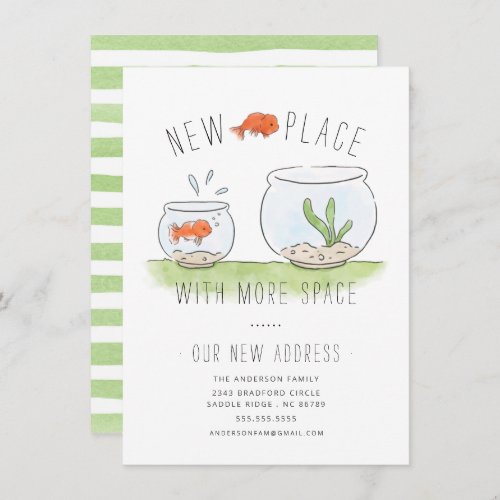 Cute New Place Goldfish Bowl Moving Announcement