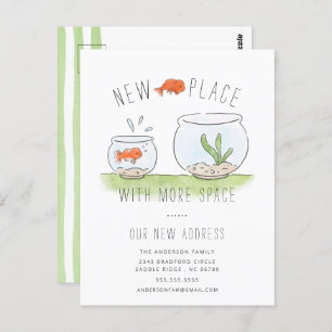Cute New Place Goldfish Bowl Moving Announcement Postcard