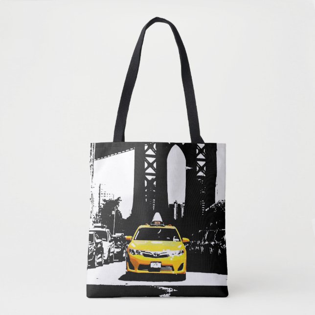 Cute New York City Nyc Yellow Taxi Brooklyn Bridge Tote Bag (Front)