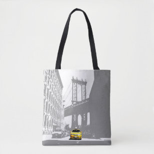 Cute New York City Nyc Yellow Taxi Brooklyn Gray Tote Bag
