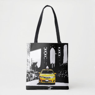 Cute New York City Nyc Yellow Taxi Brooklyn Popart Tote Bag
