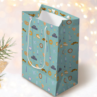 Cute New York City Pattern Turquoise Green Medium Gift Bag