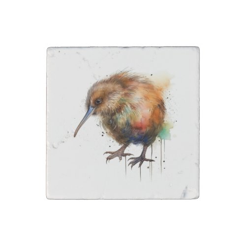 Cute New Zealand Kiwi bird in brown watercolor Stone Magnet