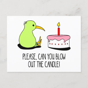 Cute New Zealand Kiwi Birthday Cake Postcard