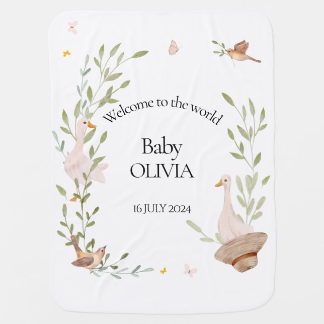 Cute Newborn Baby Blanket Birth Announcement  (Front)