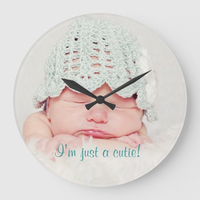 Cute Newborn Baby Custom Clock (Front)