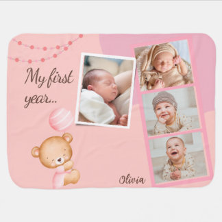 Cute newborn girl pink keepsake photo baby blanket