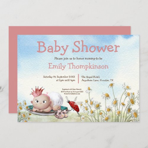 Cute Newborn Girl Princess Daisy Baby Shower Invitation