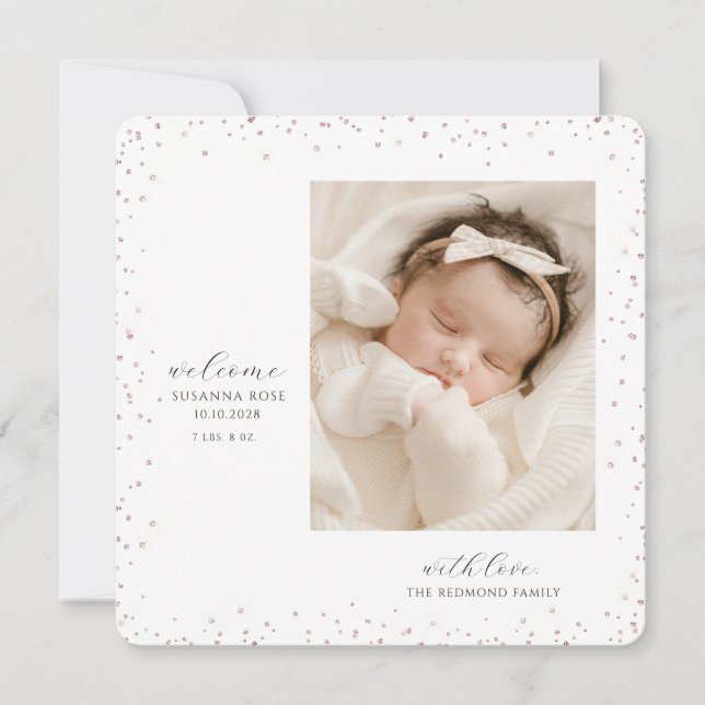 Cute Newborn Sleeping Baby Photo  Announcement (Front)