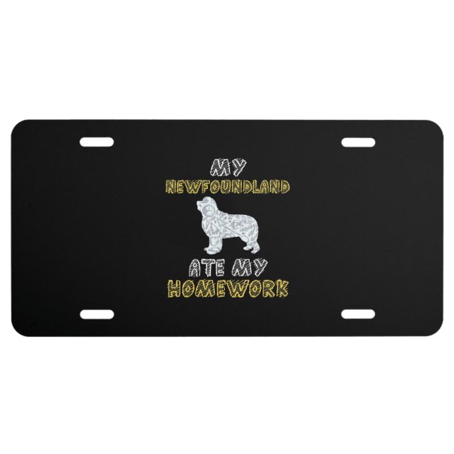 Cute Newfie | My Newfoundland Ate My Homework License Plate (Front)