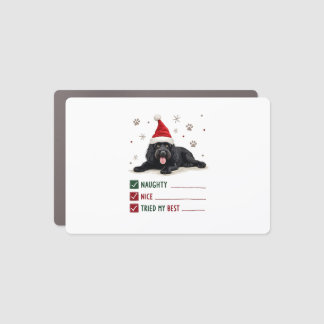 Cute Newfoundland Dog Christmas Naughty Nice Tried Car Magnet