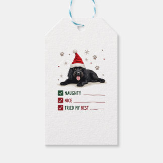 Cute Newfoundland Dog Christmas Naughty Nice Tried Gift Tags