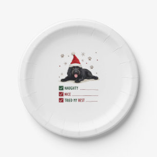 Cute Newfoundland Dog Christmas Naughty Nice Tried Paper Plates