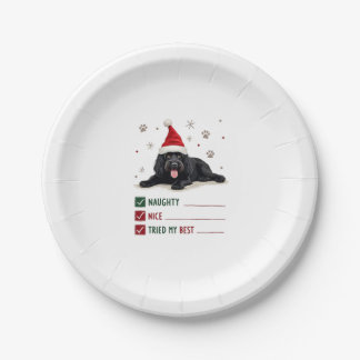 Cute Newfoundland Dog Christmas Naughty Nice Tried Paper Plates