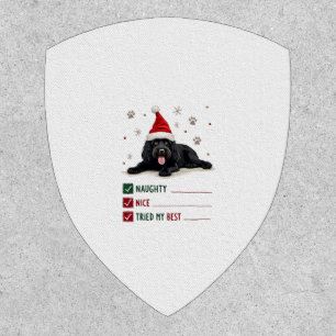 Cute Newfoundland Dog Christmas Naughty Nice Tried Patch