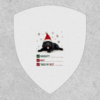 Cute Newfoundland Dog Christmas Naughty Nice Tried Patch