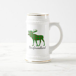 Cute Newfoundland moose tartan beer stein