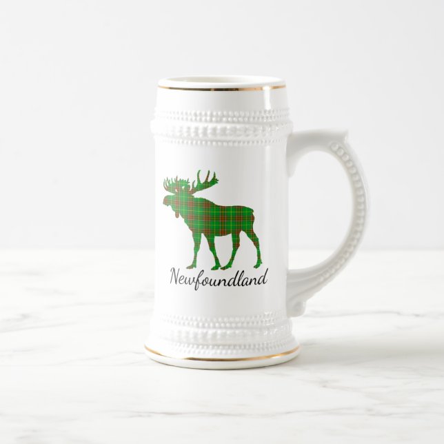 Cute Newfoundland moose tartan beer stein (Right)