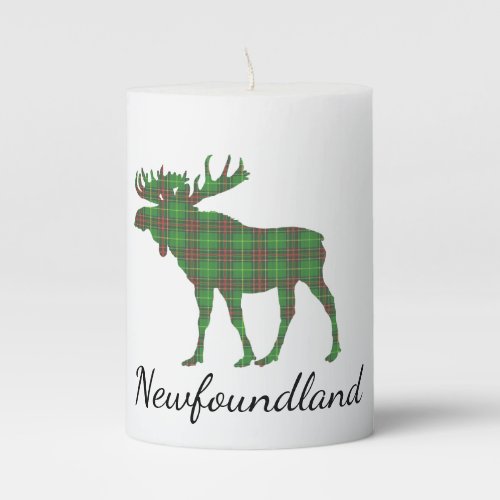 Cute Newfoundland moose tartan candle
