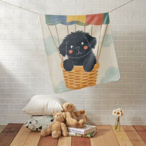 Cute Newfoundland Puppy Balloon Pastel Baby Blanket