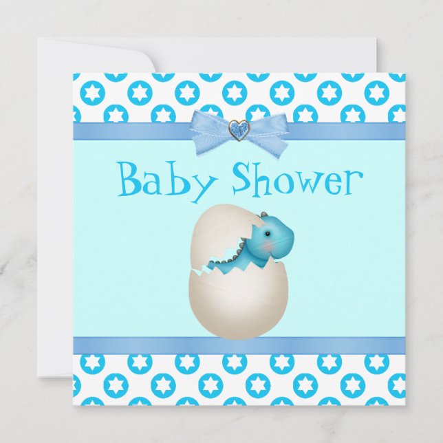 Cute Newly Hatched Baby Dinosaur Baby Shower Invitation (Front)