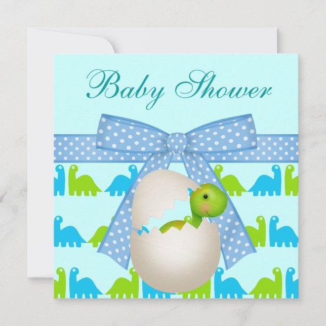 Cute Newly Hatched Baby Dinosaur Baby Shower Invitation (Front)