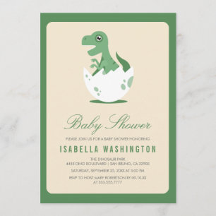 Cute Newly Hatched T.Rex in Egg Baby Shower Invitation