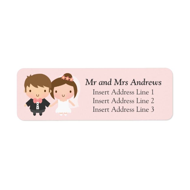 Cute Newlyweds Mr and Mrs Wedding Couple Label (Front)
