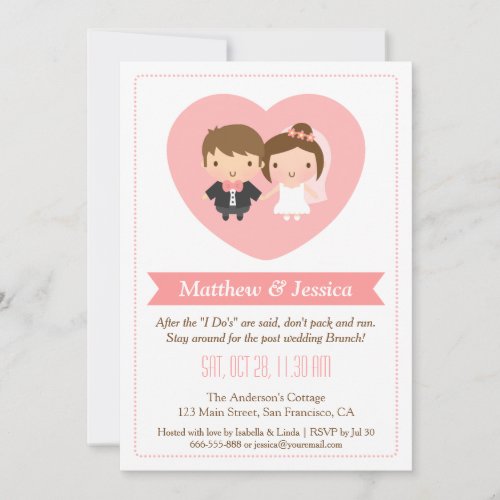 Cute Newlyweds Post Wedding Brunch Invitations