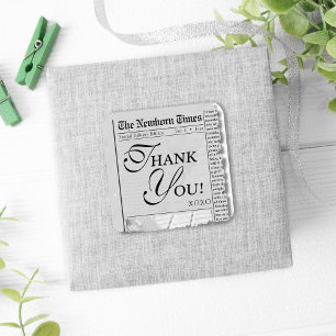Cute Newspaper Baby Shower Thank You Favor Sticker