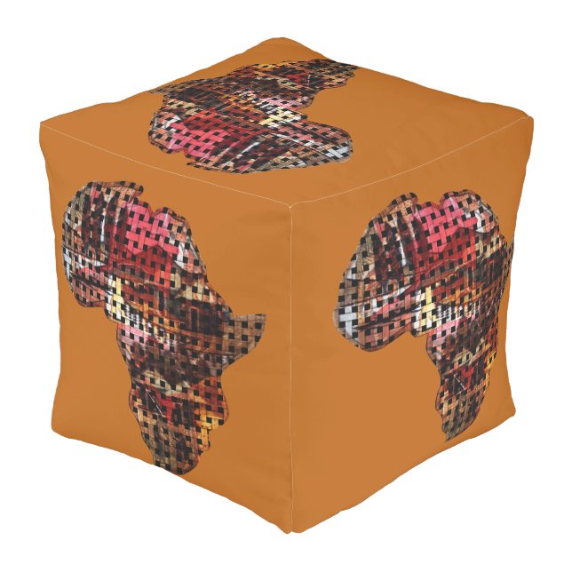Cute Nice and Lovely African Continent Design Outdoor Pouf (Angled Back)