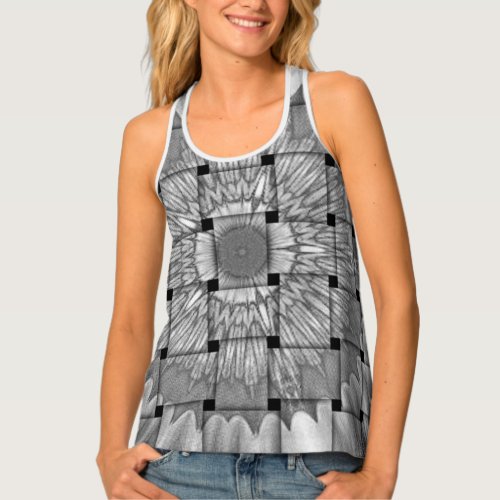 Cute Nice and Lovely Woven  Ash Gray Color Design Tank Top
