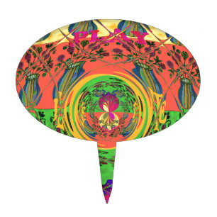 Cute Nice & Lovely Floral Motif Art Print Design Cake Topper