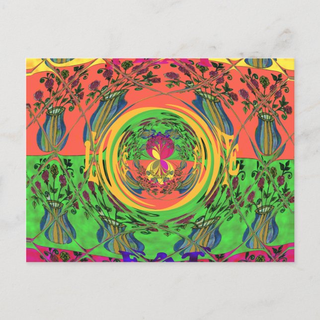 Cute Nice & Lovely Floral Motif Art Print Design Postcard (Front)