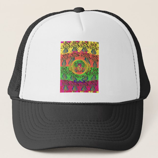 Cute Nice & Lovely Floral Motif Art Print Design Trucker Hat (Front)