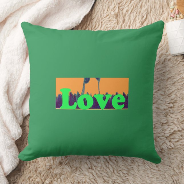 Cute Nice & Lovely love Text Art Design Throw Pillow (Blanket)