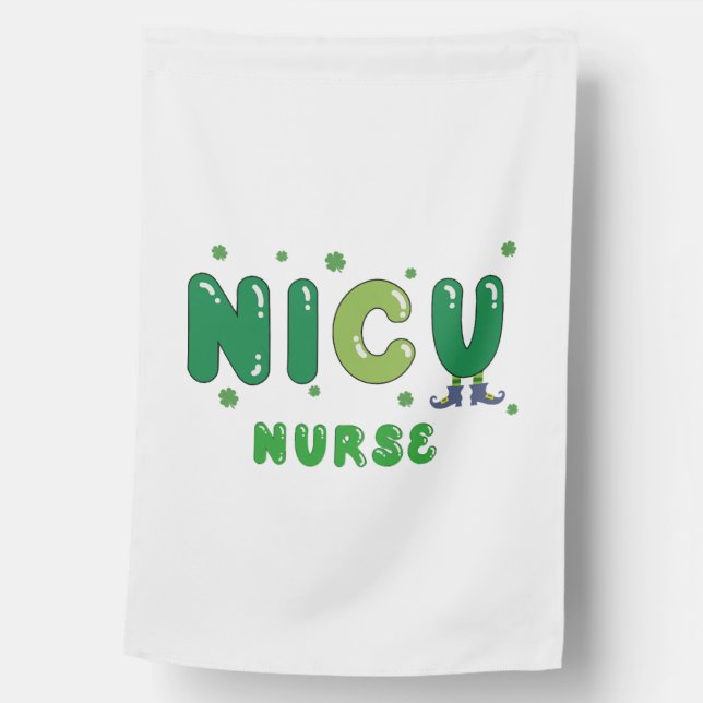 Cute NICU nurse St. Patrick's design House Flag (Front)