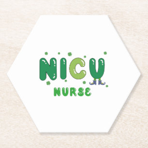 Cute NICU nurse St. Patrick's design Paper Coaster