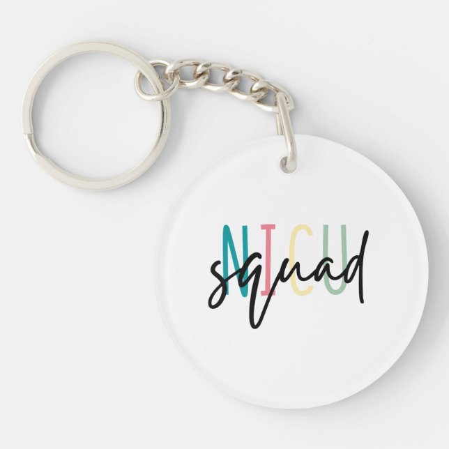 Cute NICU Squad, Newborn Neonatal Nurse Gift Keychain (Front)