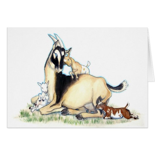 Cute Nigerian Dwarf Goat and Kids (Front Horizontal)