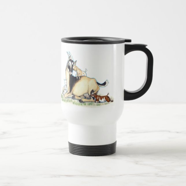 Cute Nigerian Dwarf Goat and Kids Travel Mug (Right)