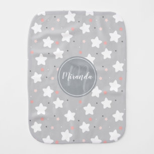 Cute Night Sky with Custom Monogram and Name Baby Burp Cloth