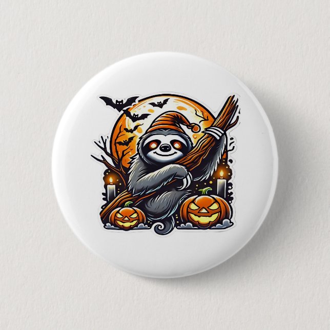 Cute Night Sloth Halloween Classic T-Shirt Button (Front)